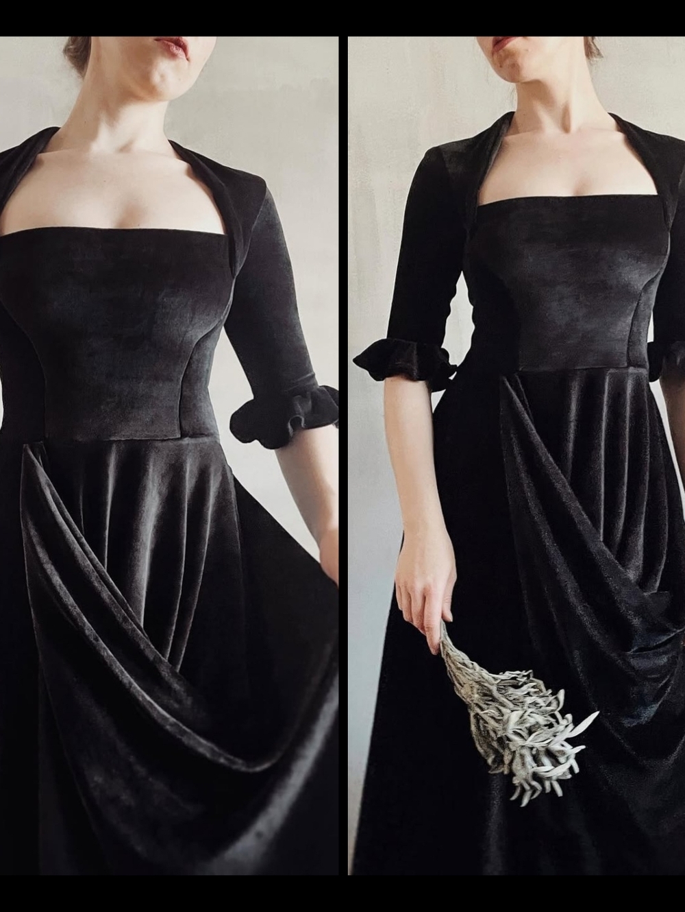 Nuit Clothing Atelier "Pastorale" Dress Black Velvet - Picture 15 of 16